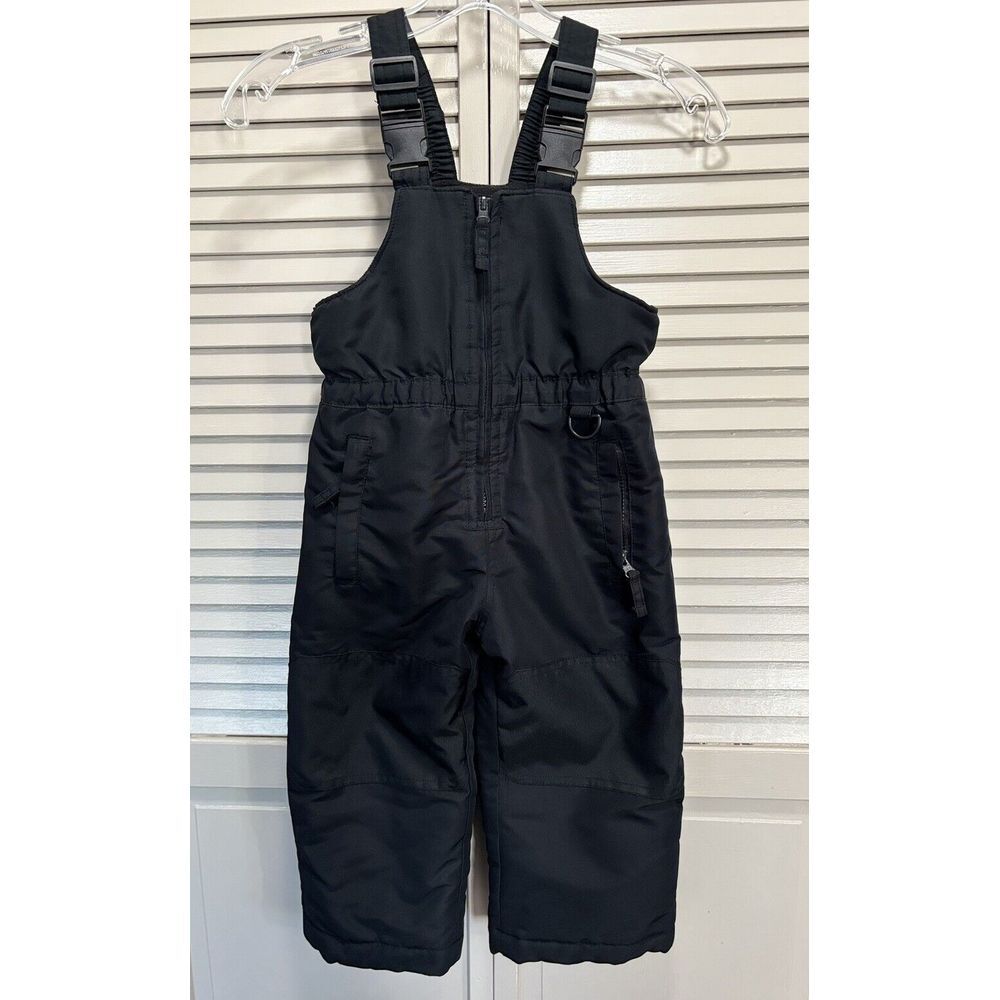 Wonder Kids Toddler Ski Snow Bibs Pant Black Size 3T Zip Lined Pockets
